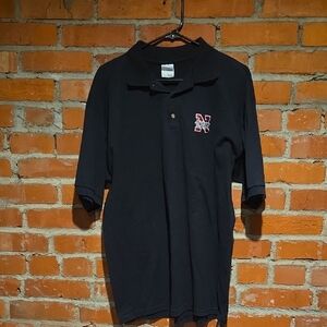 Gildan Black Polo Shirt with Embroidered Huskers Design